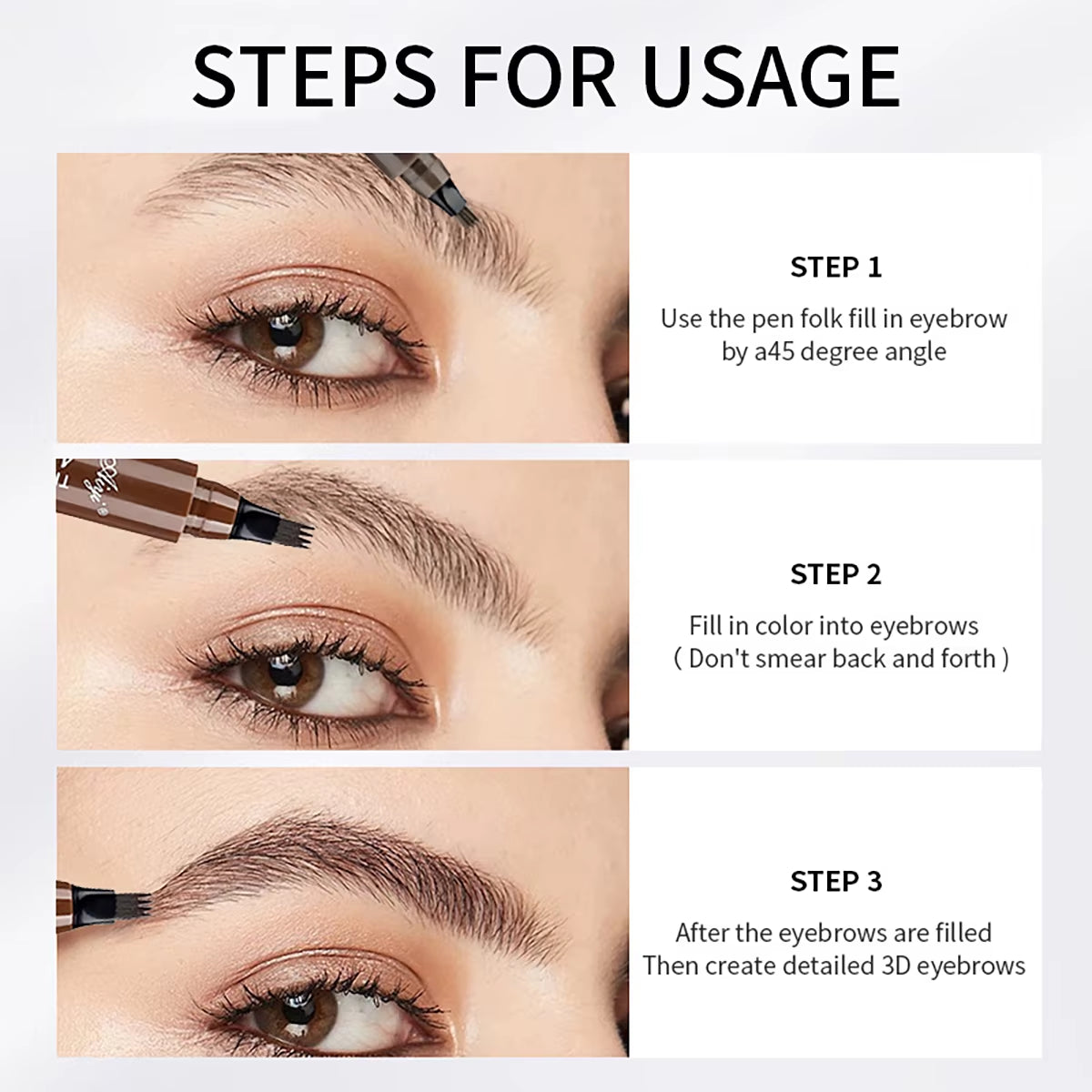 4 Fork Microblading Eyebrow Pencil Waterproof Eyebrow Pencil Natural Long-Lasting Eyebrow Makeup Five Colors