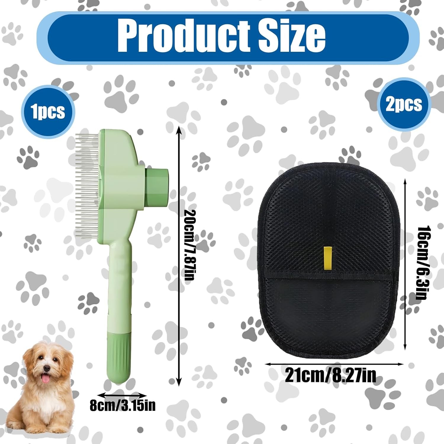 2PCS Pet Hair Remover Glove with Comb, Electrostatic Pet Hair Removal Glove for Dog Cat Grooming, Furniture and Car Seat Cleaning, Black Deshedding Gloves with Green Comb, Dog Washing Gloves