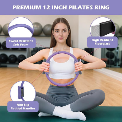 Pilates Kit, Pilates Essentials Kit for Women, Pilates Ring Set Home Gym Workout (Lavender)