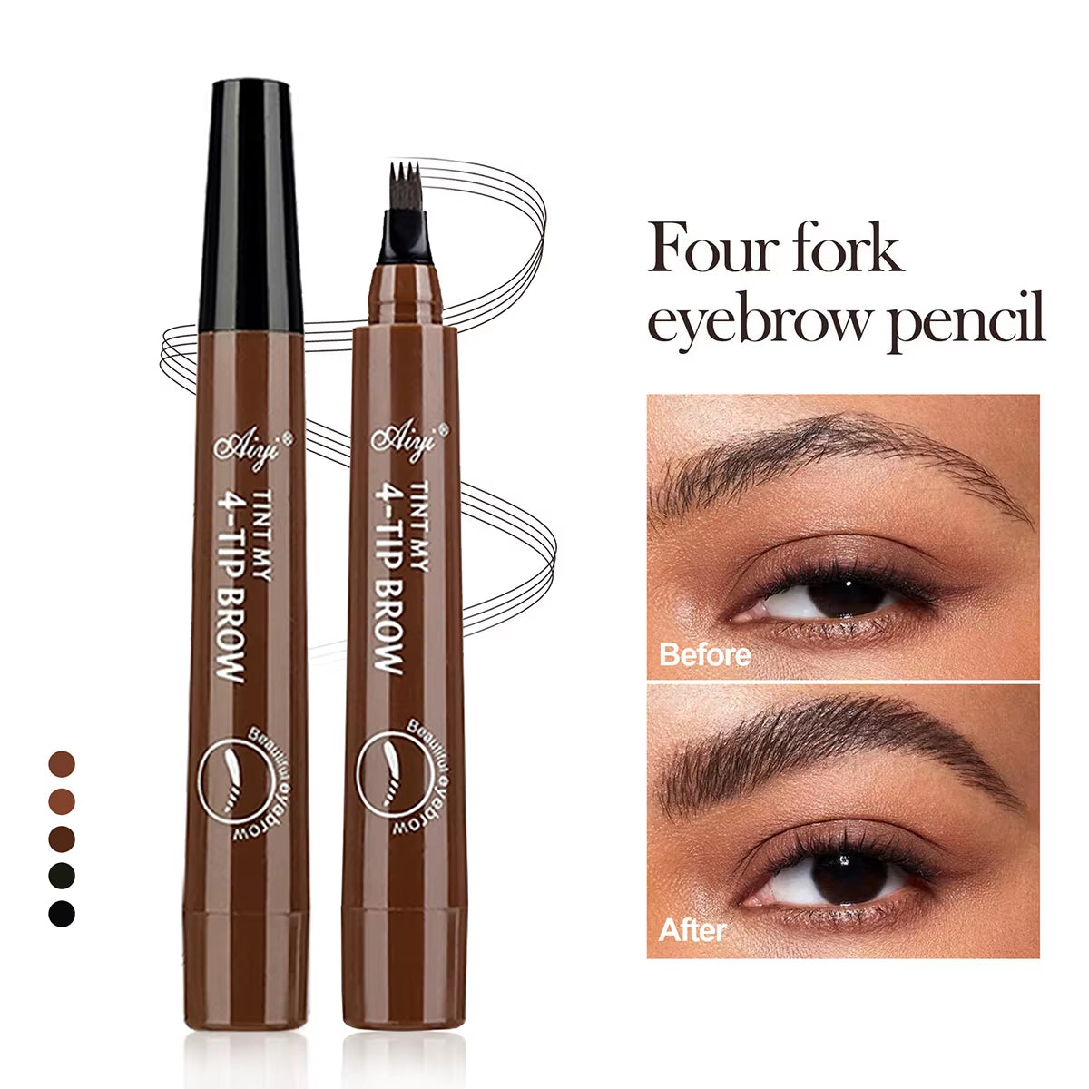 4 Fork Microblading Eyebrow Pencil Waterproof Eyebrow Pencil Natural Long-Lasting Eyebrow Makeup Five Colors