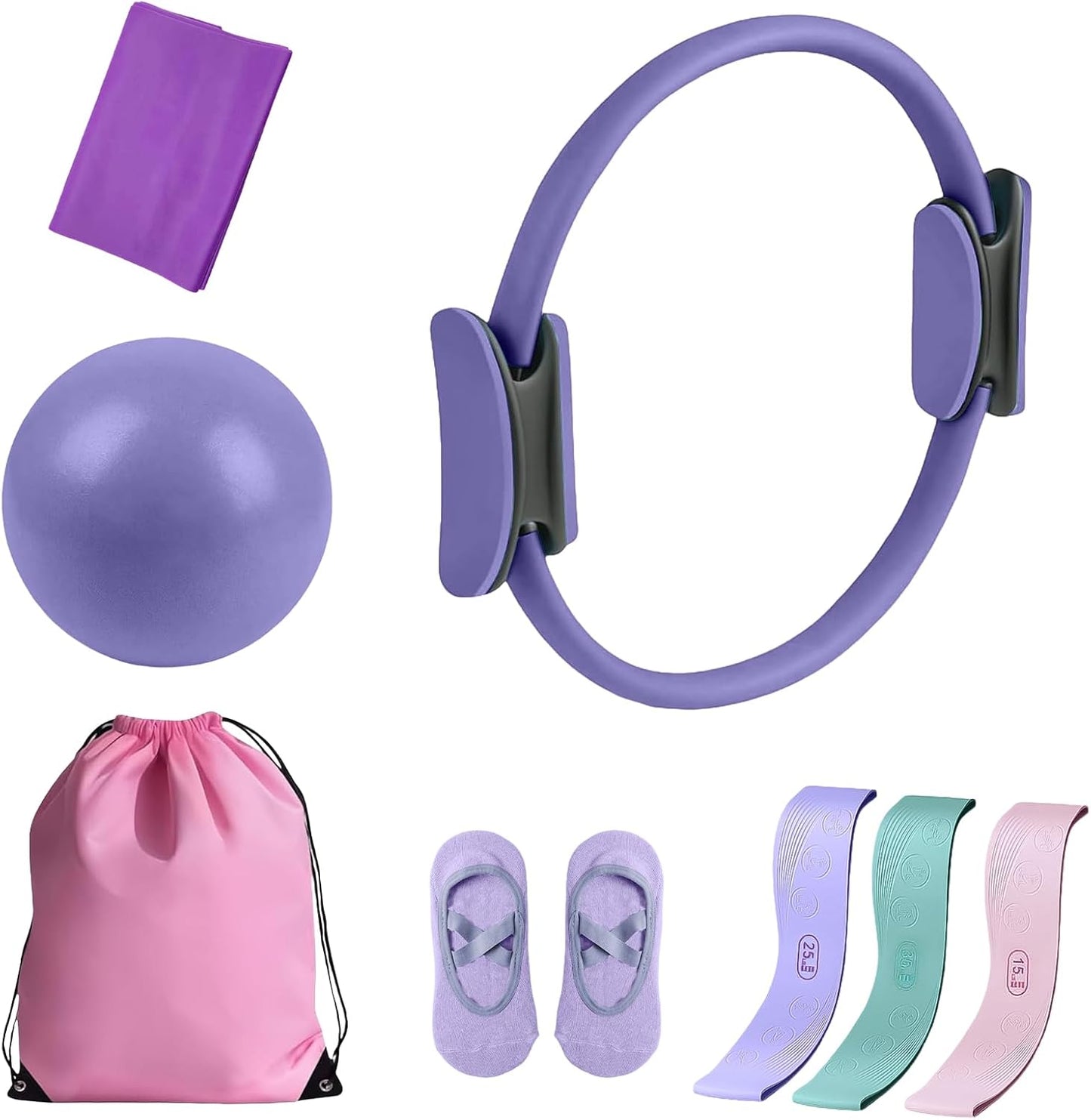 Pilates Kit, Pilates Essentials Kit for Women, Pilates Ring Set Home Gym Workout (Lavender)