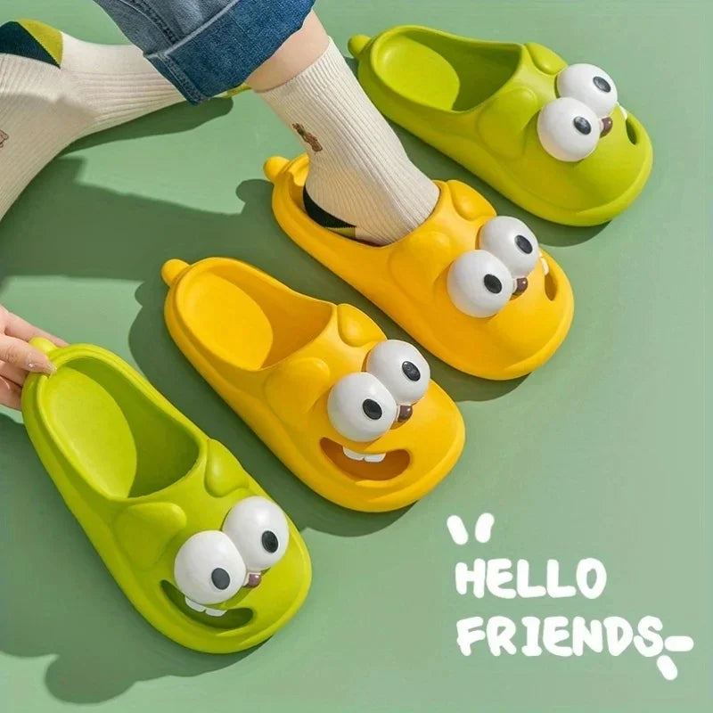 Tongue Kiss Slippers Big Eye Dog Slippers,Cute Funny Big Eye Dog Fun Cartoon Package Head Eva Slippers for Women